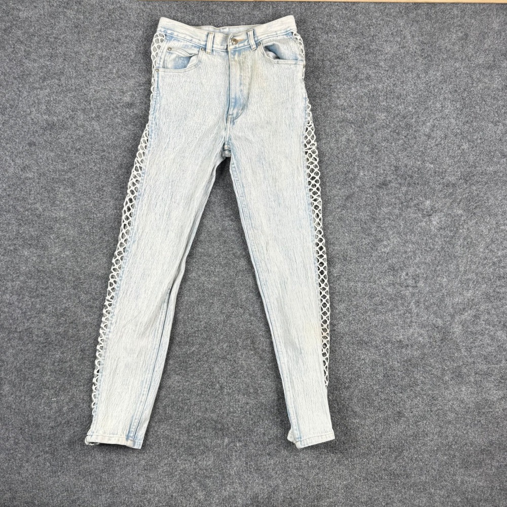 Daily Look Jeans Womens Size 24 Light Acid Wash Crochet Lace Side Cutout
